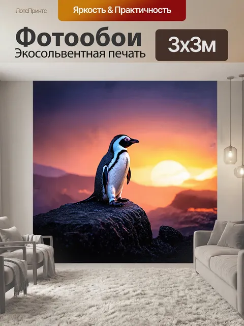 Фотообои пингвин уютно устроился на камне