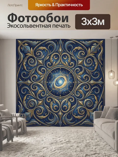 Фотообои Звёздный круг и золотая завитушка