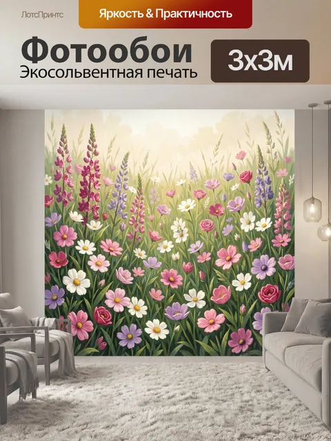 Фотообои Полевые цветы в солнечном свете