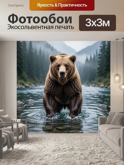Фотообои Медведь в горной реке