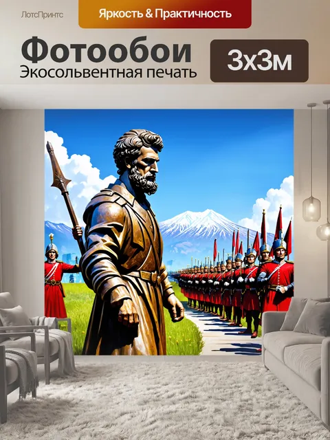 Фотообои грандиозное изображение марка аврелия, охраняемого легионом римских солдат, на фоне олимпийских гор