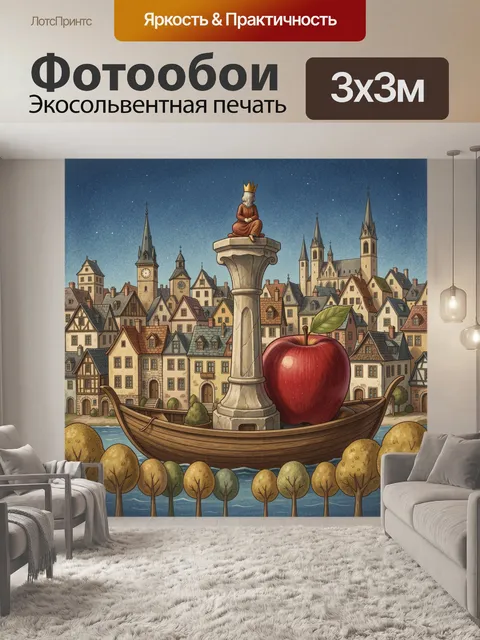 Фотообои Сказочный город с коронованным яблоком