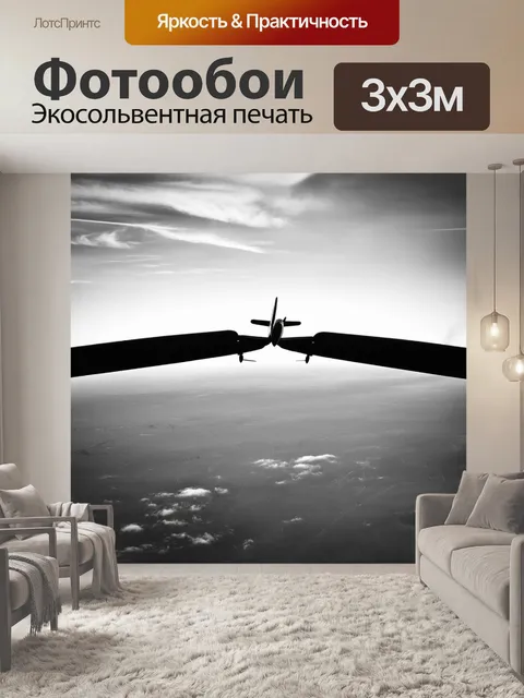 Фотообои стильный черно-белый авиагоризонт с использованием техники монохромной фотографии