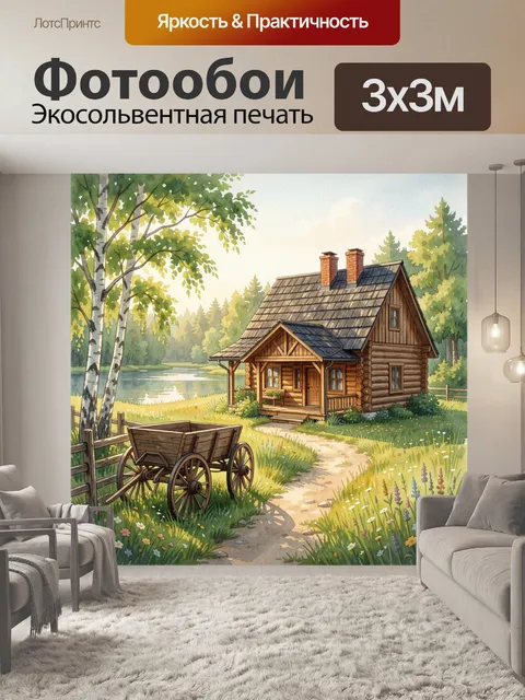 Фотообои Деревенский дом у озера