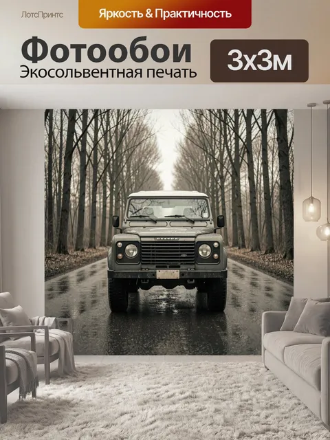 Фотообои Внедорожник на лесной дороге
