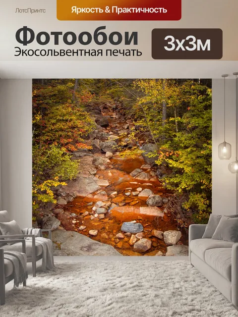 Фотообои ручей осенью