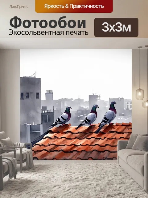 Фотообои тема: голуби на крыше дома