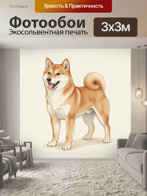 Фотообои Сиба-ину с рыжей шерстью
