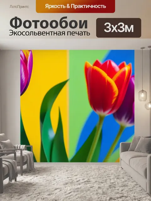 Фотообои тюльпаны на фоне абстрактного искусства