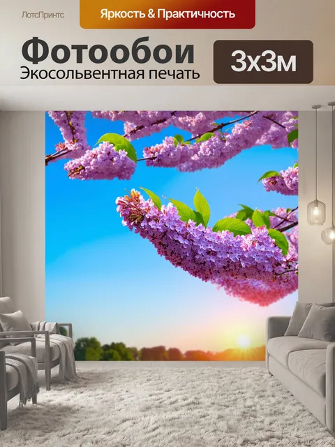 Фотообои закат в весеннем парке