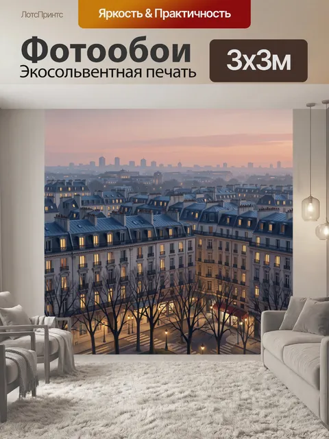 Фотообои Парижские крыши на закате