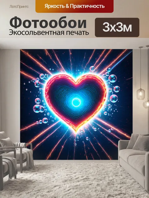 Фотообои создайте изображение, где сердце окружено светлыми наполненными энергией пузырьками, представляющими здоровье
