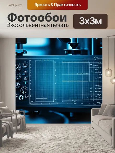 Фотообои техническая панель приборов в микроскопической лаборатории