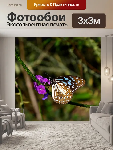 Фотообои Синий тигр бабочка