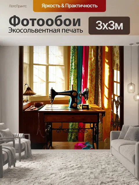 Фотообои античная швейная комната, где кованые элементы сочетаются с деревянной мебелью