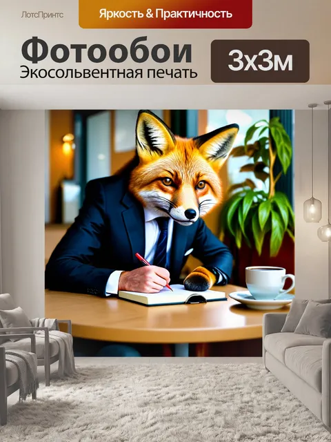 Фотообои лиса в деловом костюме