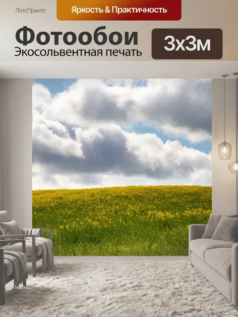 Фотообои Область желтого рапса