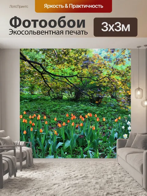 Фотообои тюльпаны, ботанические сады, москва