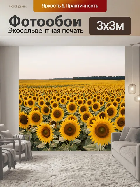 Фотообои Поле цветущих подсолнухов