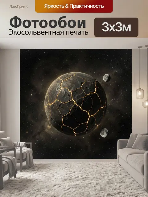 Фотообои Расколотая планета среди звёзд