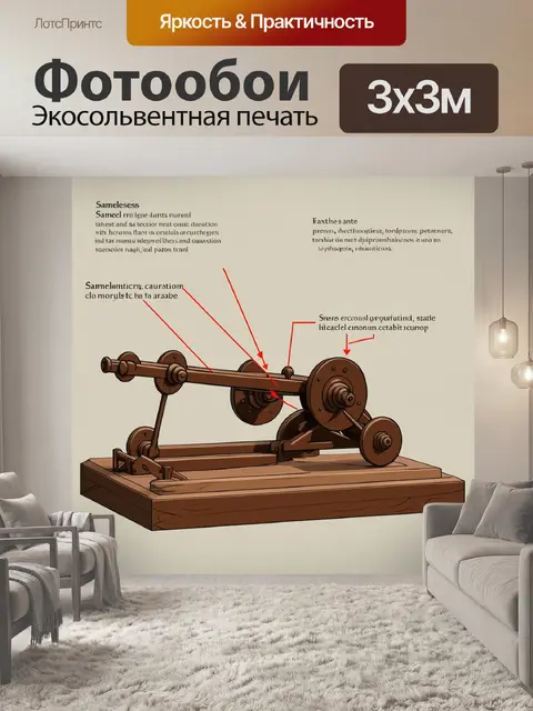 Фотообои механизм катапульты с детальным описанием всех частей