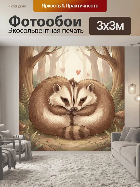 Фотообои Пара барсуков в лесной чаще