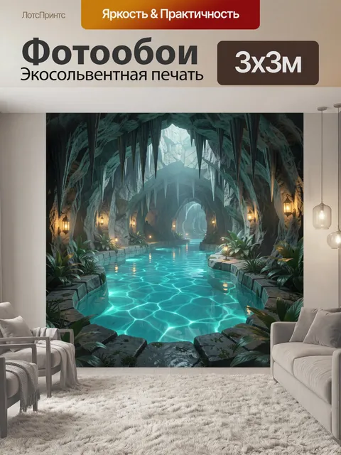 Фотообои Подземная пещера с бирюзовой водой