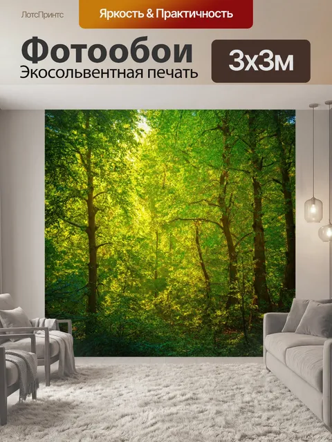 фотообои лес в стиле раскраска