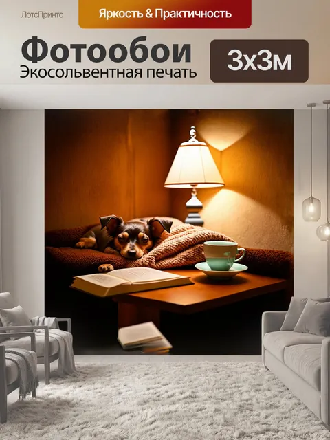 Фотообои собака, той терьер, мирно спит в уютном уголке дома, завернута в теплое одеяло с мягким восточным орнаментом