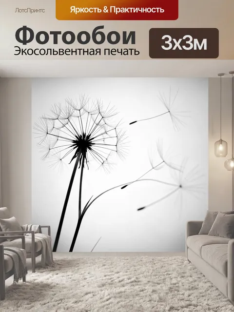 Фотообои Пух одуванчика на белом фоне