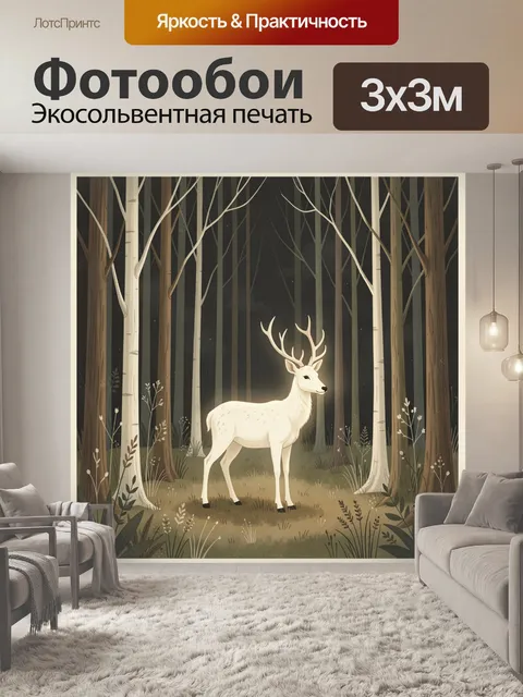 Фотообои Белый олень в лесу
