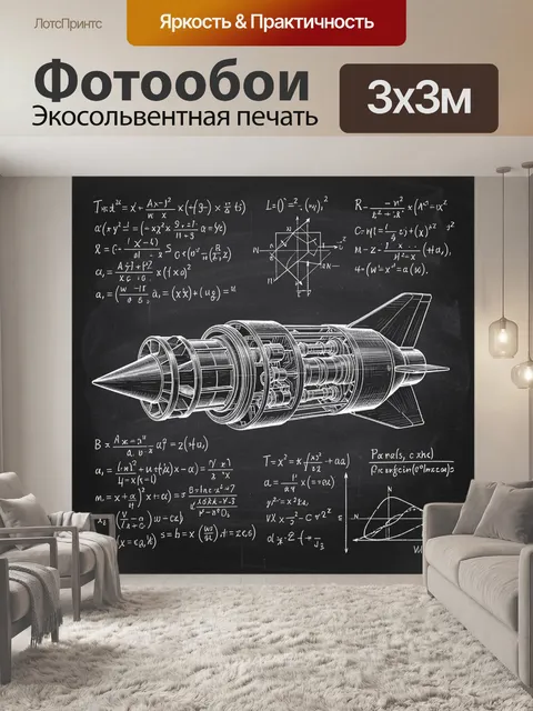 Фотообои Меловая схема ракеты