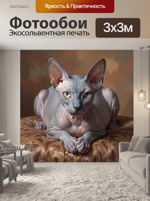 Фотообои Лысый сфинкс на подушке