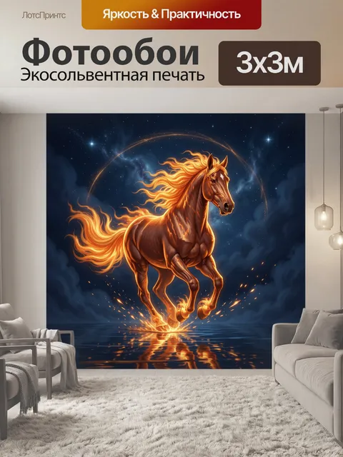 Фотообои Огненный конь в ночном небе
