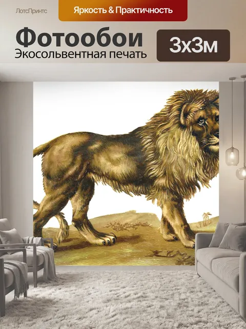 Фотообои Иллюстрация винтажного искусства льва