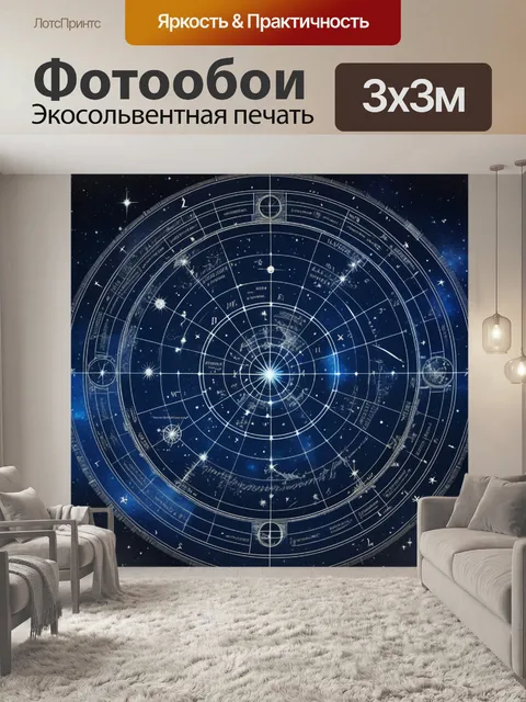 Фотообои созвездия на фоне старинной карты звёздного неба