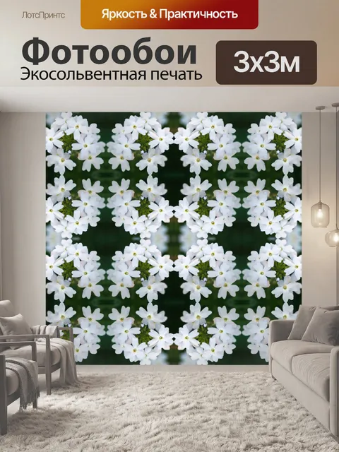 Фотообои узор из маленького белого цветка