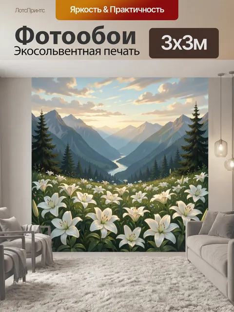 Фотообои Лилии на фоне гор
