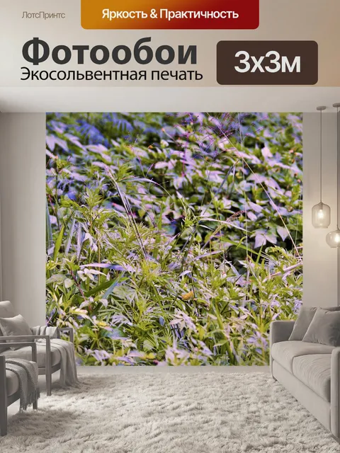 Фотообои зеленые сорняки фон с синим