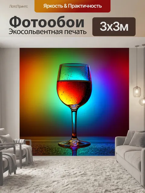 Фотообои градиент цветного бокала вина