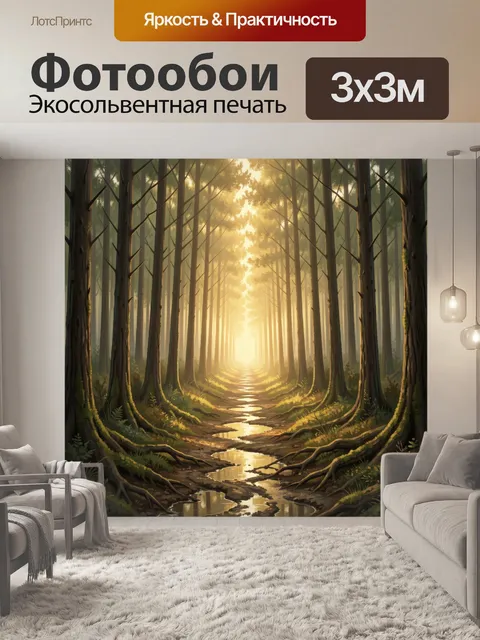 Фотообои Солнечная лесная тропа
