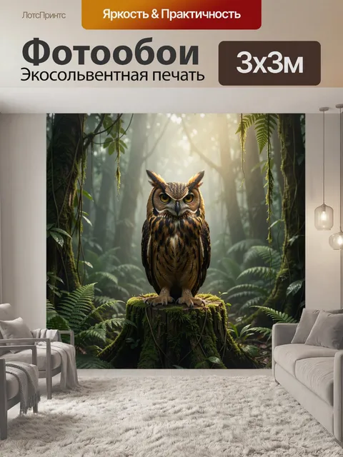 Фотообои Сова в тропическом лесу