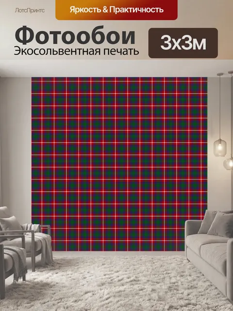 Фотообои Красный Синий тартан плед Резервное бума