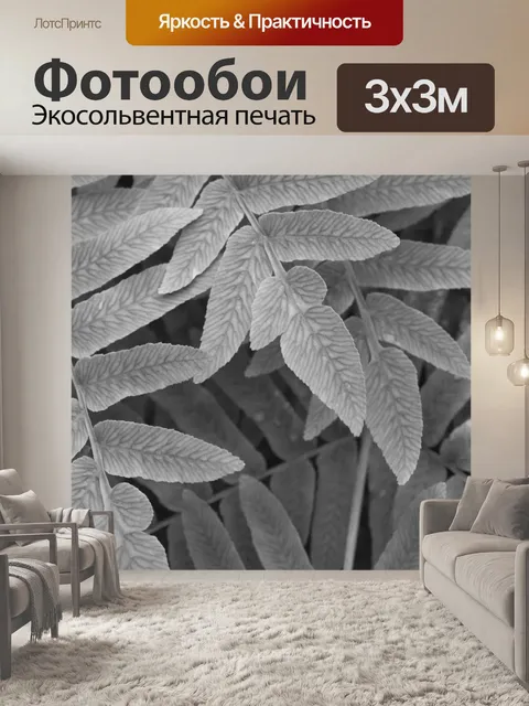 Фотообои Черные и белые листья