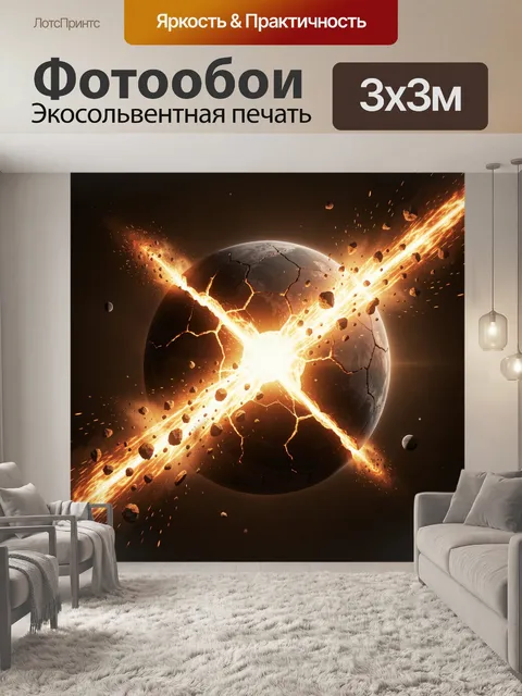 Фотообои Планета под космическим ударом
