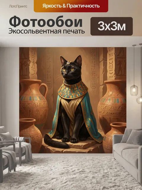 Фотообои Черный кот в египетском одеянии