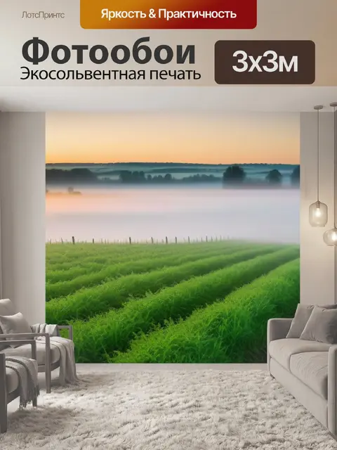 Фотообои очарование утреннего тумана над полем