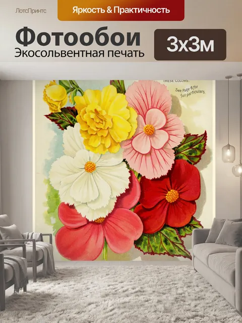 Фотообои Старинные цветочные иллюстрации антиквар