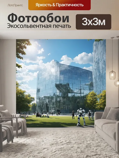 Фотообои создайте изображение высокотехнологичного инженерного центра с массивными стеклянными зданиями и…