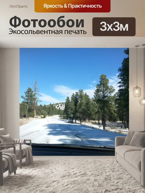 Фотообои Солнечный Снежная дорога